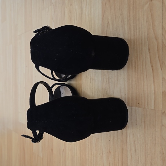 NINA Women's Elenora Black Dress Sandal Suede Leather Block Heels Size 8M - Picture 5 of 11